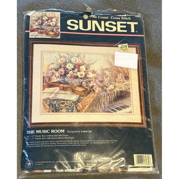 Sunset Designs Other - Vtg Sunset No Count Cross Stitch The Music Room Lena Lui 1996 Dimensions Violin